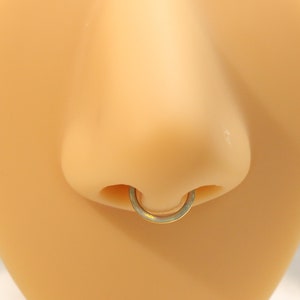 White Opal Septum Ring 14G 16G 20G Nose Ring Piercing Jewelry 316L Nose Ring Nose Cartilage Ring