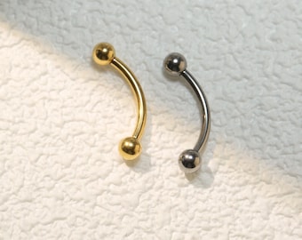 Gold/Silver Base Ball G23 Brow Ring Jewelry - Curved Barbell 16G Brow Ring and Rook Piercing Jewelry - 6mm-16mm