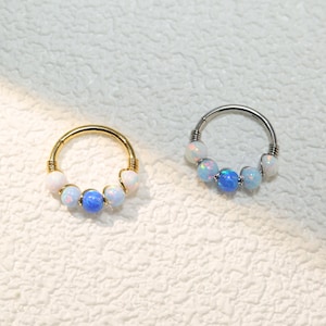 18G 20G 316L Cute Opal Wire Hinged Nose Ring Turbinate Septum Cartilage Earlobe Piercing Jewelry