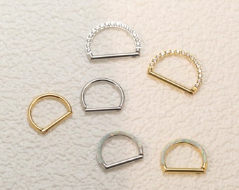16G 18G Semicircular Septum Nose Ring Opal/zircon Septum Ring