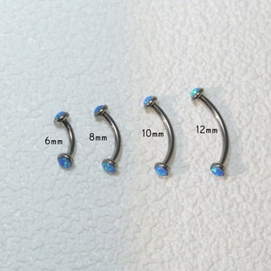 Blue Opal Eyebrow Jewelry G23 Eyebrow Piercing Jewelry Curved Barbell 6mm-12mm Cartilage Earrings Eyebrow Piercing 16G