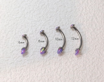 Eyebrow jewelry Purple opal eyebrow piercing jewelry 16G G23 curved barbell eyebrow piercing opal jewelry
