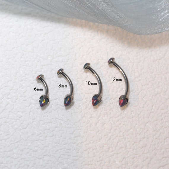 Unique Black Opal Eyebrow Jewelry Curved Barbell 16G 6mm-12mm