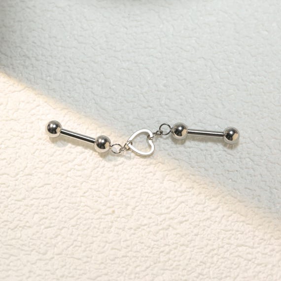 14G Fashion Heart Industrial Piercing Jewelry - Medical Steel Industrial Barbell Earrings - Conch, Helix, Cartilage Piercing 38mm - Etsy Japan