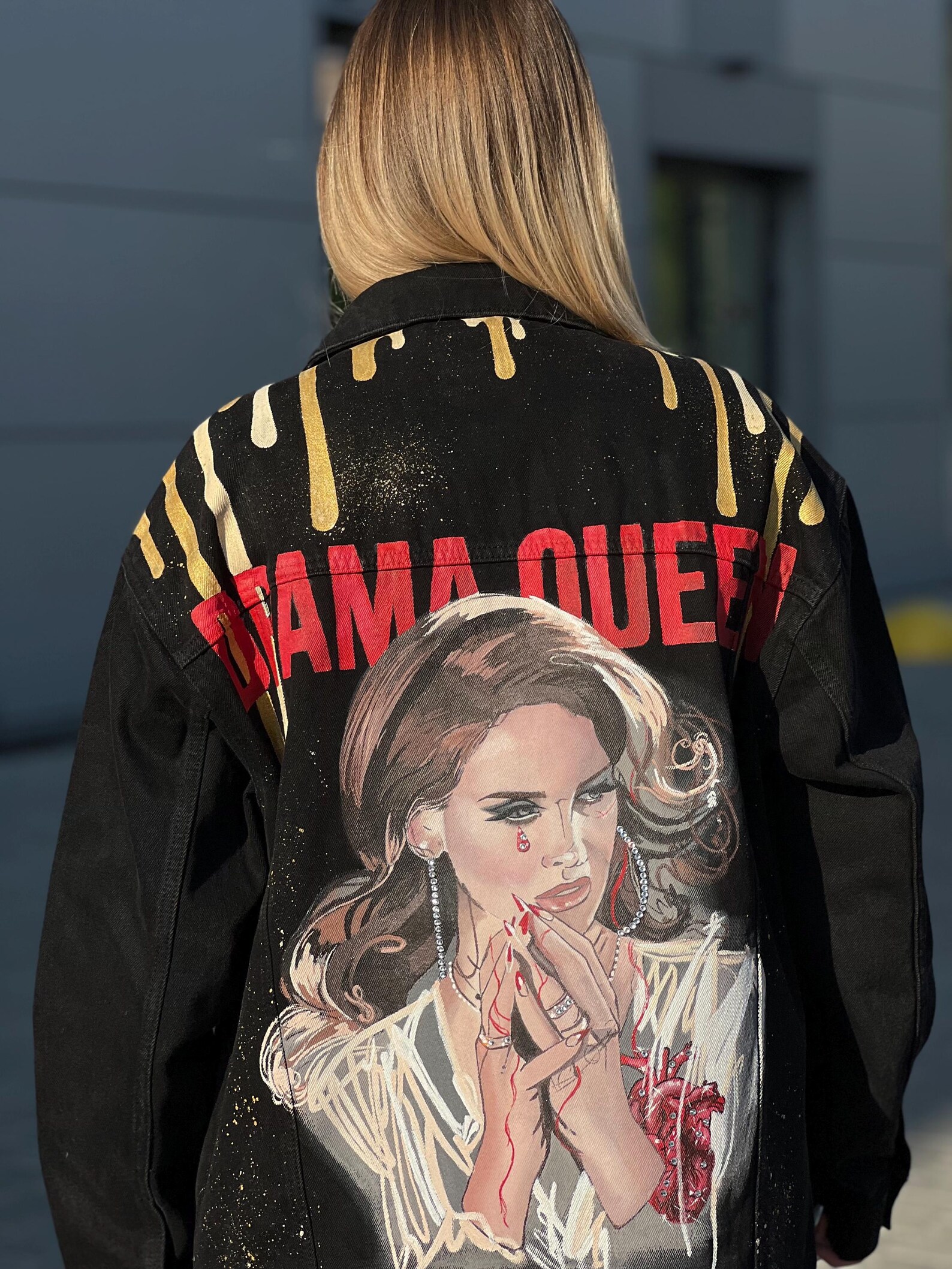 Unique Printed Lapel Long-sleeved Personalized Denim Jacket