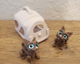 3D Printed Fidget Kitten 2-Pack with Kitty Carrier
