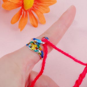 Adjustable Peacock Crochet Ring, Tension Ring Adjustable, Crochet Ring Yarn Holder, Yarn Guide, Knitting Tools, Gift For Yarn Lover