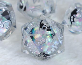 Black Cat flytande kärna hartstärningsset, D20 tärningsset, DM-presenter, RPG-tärningsset, D20, Brädspel, Rollspelstärningar