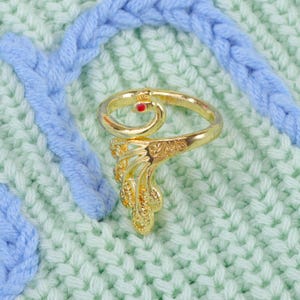 Golden Phoenix Crochet Ring Adjustable, Crochet Ring For Tension, Yarn Guide, Knitting Tools, Tension Ring Setting, Gift For Yarn Lover