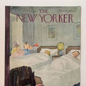 Original Perry Barlow New Yorker Cover December 29, 1956. Happy New Year. New Year&#39;s Day. Kids Waking Up Hungover Parents. Hangover Art.