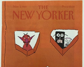 New Yorker Original Vintage Cover November 2, 1981 by R.O. Blechman