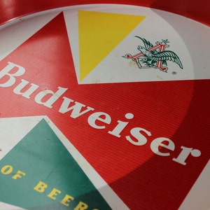 Budweiser Tray Vintage King of Beers Metal Tin Beer Breweriana Bar Red Green Superbowl Decoration Man Cave Must Have Vintage Anheuser Busch image 4