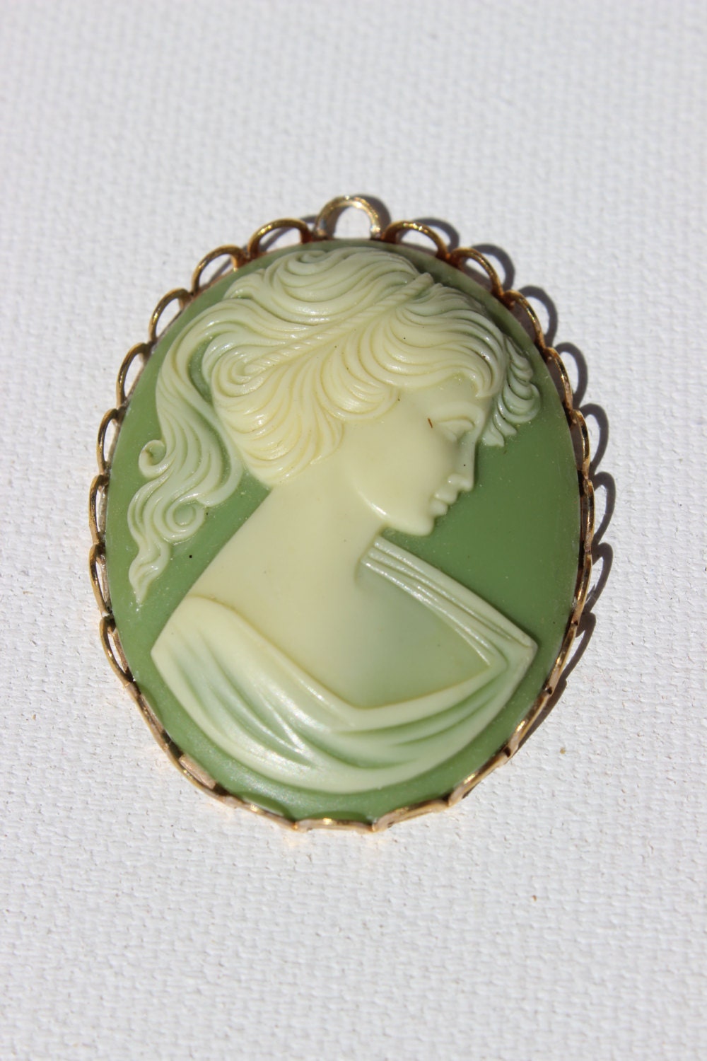 Green Vintage Cameo Pendant Women's Jewelry Antique Cameo Etsy