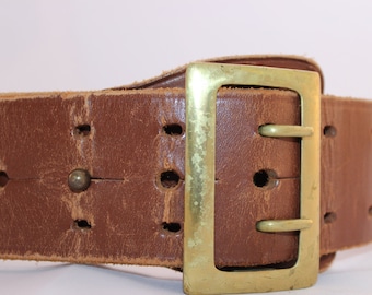 Vintage Mounted Police Belt Brown Leather Antique Equestrian NYPD Antique Cop Belt Police Officer Belt