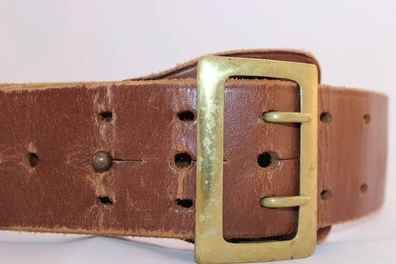 Vintage Mounted Police Belt Brown Leather Antique… - image 1