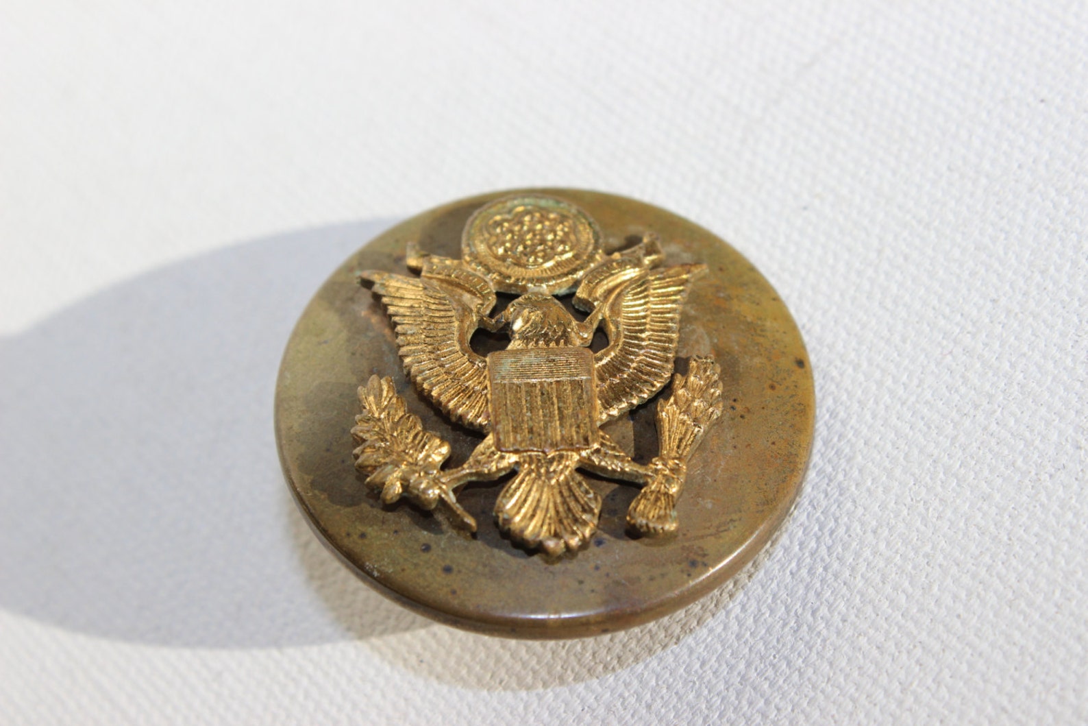 Vintage Hat Badge US Army Enlisted Man Brass Badge Button Pin Medallion Eagle Etsy