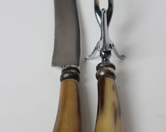 Dexter Carving Set Horn Handles Carving Knife and Fork Super Stainless Tortoise Shell