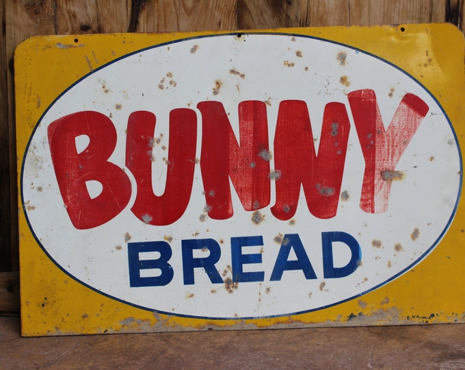 Vintage Bunny Bread Roman Meal Metal Advertising Sign Double Etsy