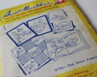 Vintage Aunt Martha's Hot Iron Transfers Days of the Week Colonial Patterns, Inc Transfer Patterns Monday Tuesday Wednesday Thursday Friday