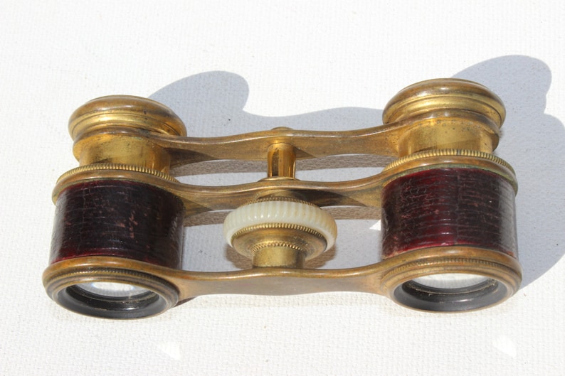 Vintage Opera Glasses Binoculars Leather and Brass Antique Leather Case