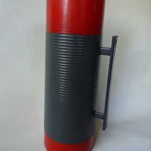 Vintage Alladin Dura Clad Thermos Extra Large Coffee Thermos Camping Thermos with Cup Vintage Coffee Carafe Vintage Thermos Red and Grey