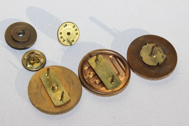 Vintage U S Military Brass Collar Disc Pins Buttons Set Of 3 Etsy