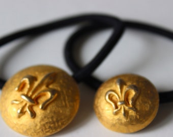 Fleur De Lis Hair Band Hair Accessory Brass Hair Rubber Elastic Band Accessories Hair Tie Upcycled