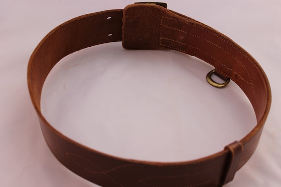 Vintage Mounted Police Belt Brown Leather Antique… - image 4