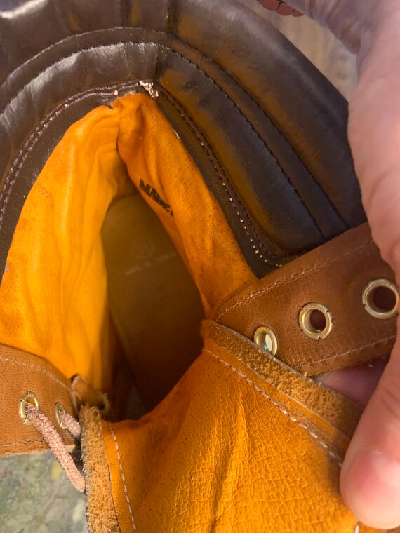 Vintage Work Boots Crepe Sole Leather Brown Leath… - image 7