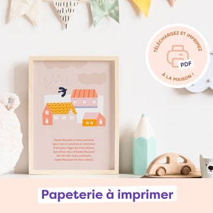 Comptine illustrée | Affiche de naissance à imprimer | Décoration pour chambre de bébé et enfant | Carte à offrir | A4 | A5 | A6 | Modèle 3