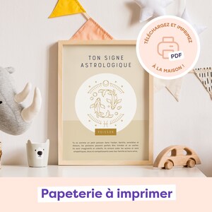 Signe astrologique à imprimer | Poisson | Affiche de naissance | Décoration murale pour chambre de bébé | Carte illustrée | A4 | A5 | A6