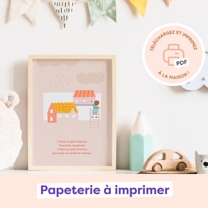 Comptine illustrée | Affiche de naissance à imprimer | Décoration pour chambre de bébé et enfant | Carte à offrir | A4 | A5 | A6 | Modèle 7