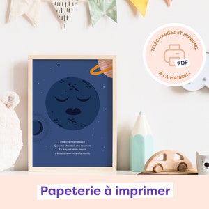 Comptine illustrée | Affiche de naissance à imprimer | Décoration pour chambre de bébé et enfant | Carte à offrir | A4 | A5 | A6 | Modèle 10