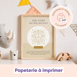 Signe astrologique à imprimer | Sagittaire | Affiche de naissance | Décoration murale pour chambre de bébé | Carte illustrée | A4 | A5 | A6
