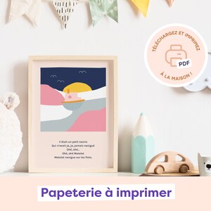 Comptine illustrée | Affiche de naissance à imprimer | Décoration pour chambre de bébé et enfant | Carte à offrir | A4 | A5 | A6 | Modèle 6