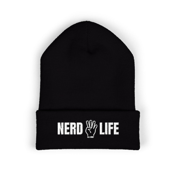 NERD 4 LIFE Classic Cuffed Knit Hat Embroidery, Cozy Fashion Statement