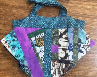 Patchwork handbag made from vibrant cottons