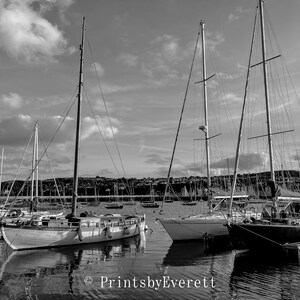 Sailboats, Digital Download, Black and White Photo, House Decor, Printable Photo