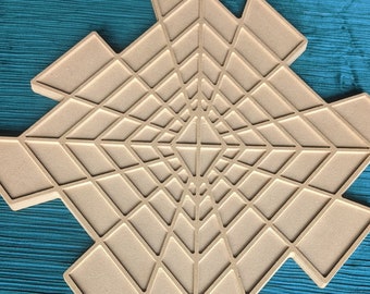 Trippy Diamond Mandala CNC Cut MDF Shape
