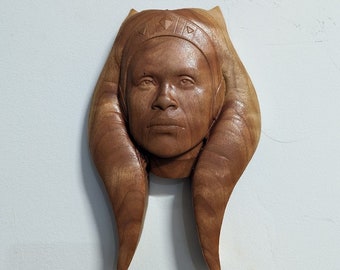 Handcrafted CNC Wood Carving of Ahsoka Tano - 6x9 Inches