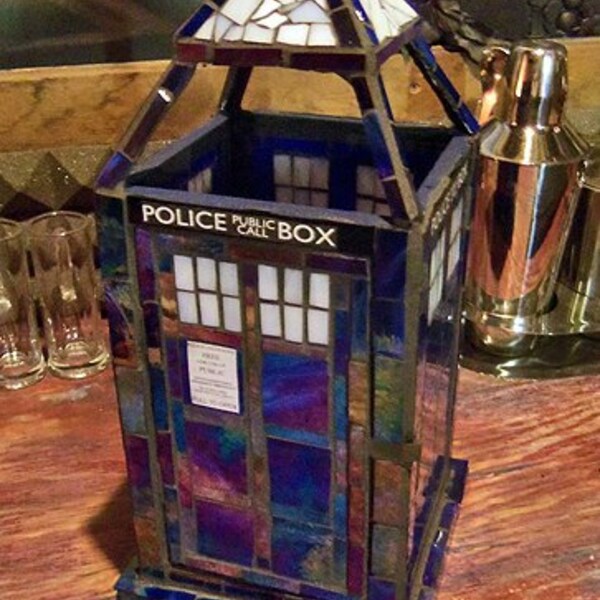 Doctor Who Inspired TARDIS Mosaic Lantern - Timey Wimey Limited Edition - last one of limited edition