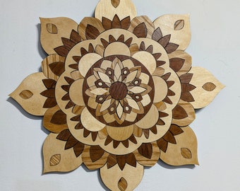 Handcrafted Wood Mosaic Mandala Wall Art