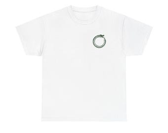 Ouroboros-T-shirt Green Dragon: gealchemiseerd citaat, geboeid waaier-T-shirt