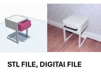 1:12 Scale Dolls House  Bedside table STL Digital File 3d Printing