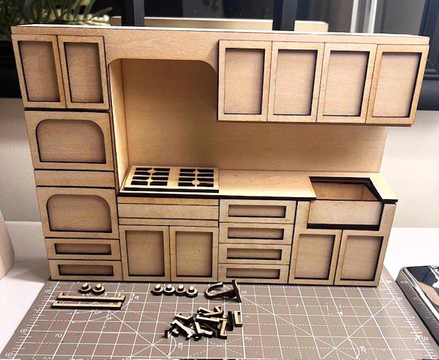 1:12 scale Digital File Dolls House Kitchen Double Oven Hob Sink SVG PNG Miniature Kitchen