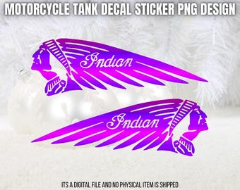 Indian Motorcycle neonfärgade motorcykeltankkrigsdekaler med motorhuv: DIY-grafik (digital nedladdning)