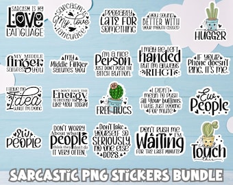Sarcastic Quote Stickers Bundle: Funny PNG Stickers (Digital Download)