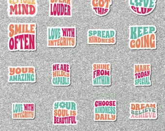 Inspirational Quote Stickers: 16 PNG Positive Affirmations (Digital Download)