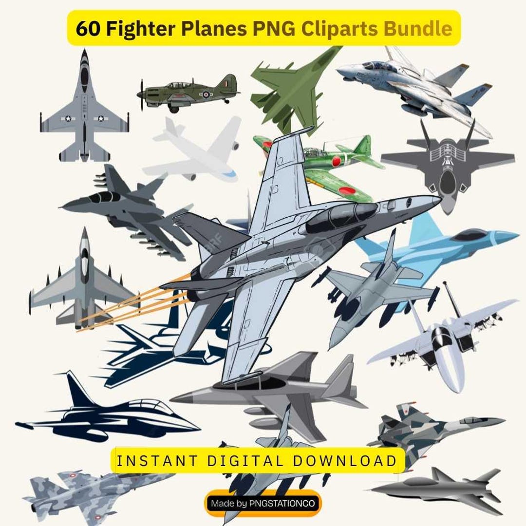 Fighter Plane PNG Graphics Bundle | Military Aircraft Clipart (digital ...