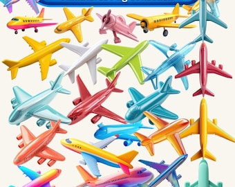 Teal Flugzeug Clipart | Irisierende Metallic Flugzeuge PNG Bundle (Digitaler Download)